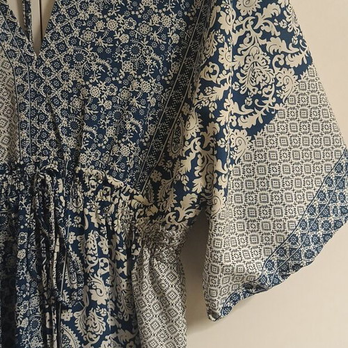 Women's summer dress long blue and white size L new