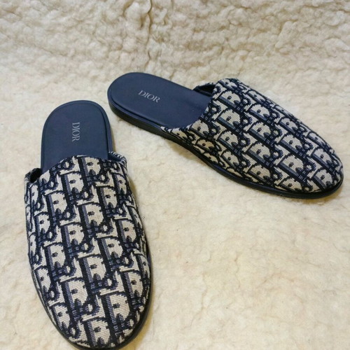 Christian Dior Indior Mule Slipper beige and black Dior Oblique Jacquard size 45 like new
