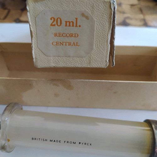 Vintage British glass syringe used made from Pyrex