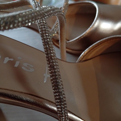 Tamaris leather sandals new, gold, size 36