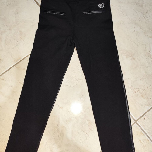 Leather pants for girls size 6 like new, black, reversible fabric