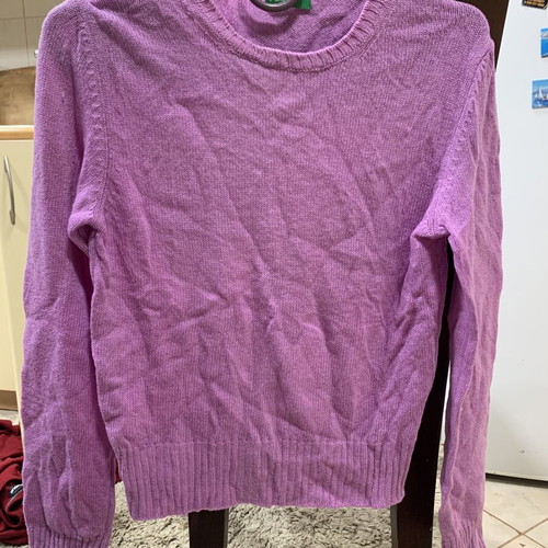 Benetton women's wool sweater used, 100% pure virgin wool, pink, size M