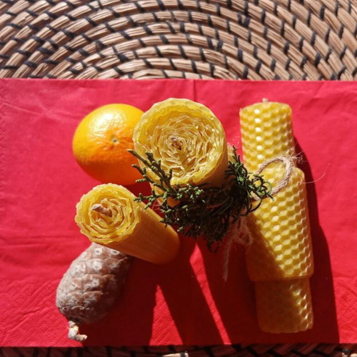 Beeswax candles new, handmade with aromatic herbs and natural oils