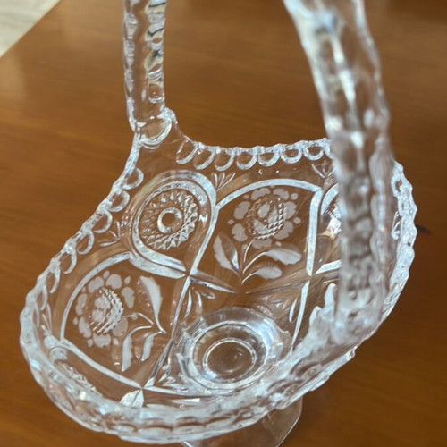 Vintage minimal heavy crystal fondue dish like new