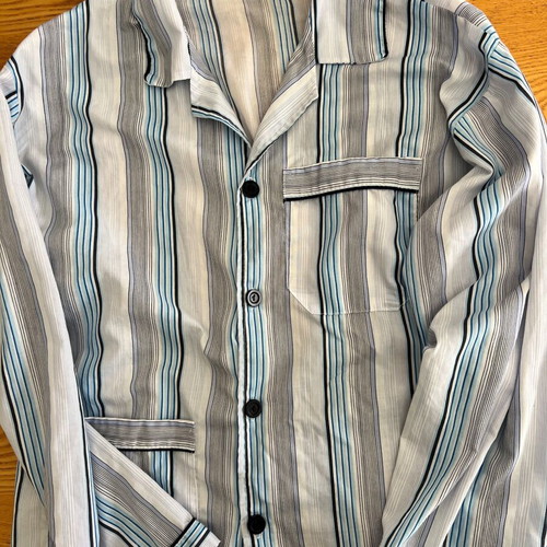 Striped Pyjama Shirt size 54 vintage like new, white and blue