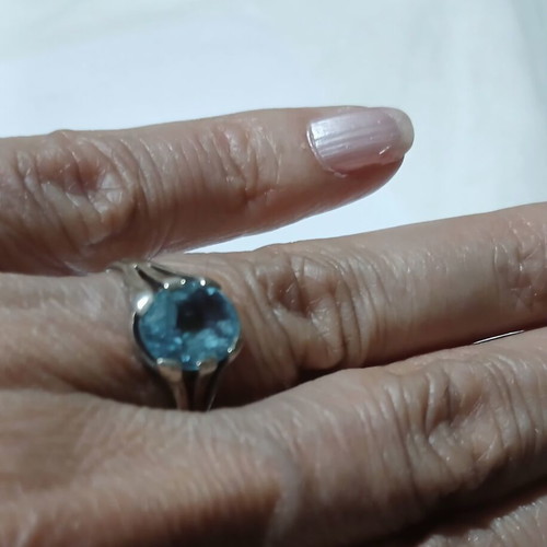 Silver ring 925 with natural blue topaz stone like new