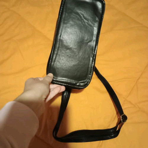 Crossbody bag new, black faux leather, adjustable strap
