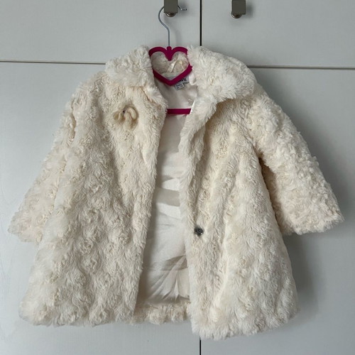 Fur coat used, thin cream for 12-month-old child