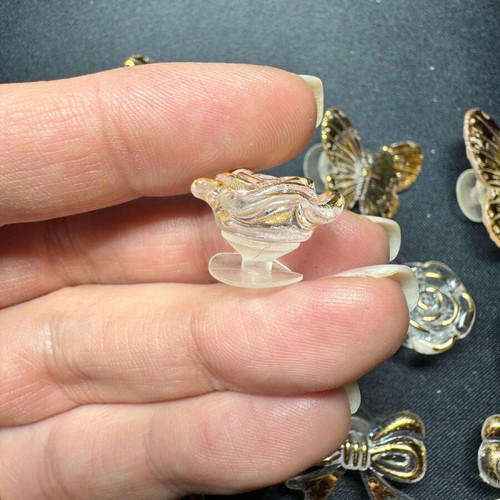 Charms for crocs, pack of 10, like new, transparent and gold tones