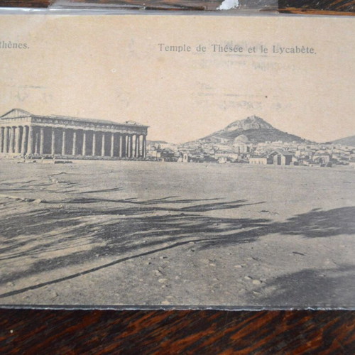 Temple of Hephaestus Thiseion Athens and Lycabettus postcard 1912 used