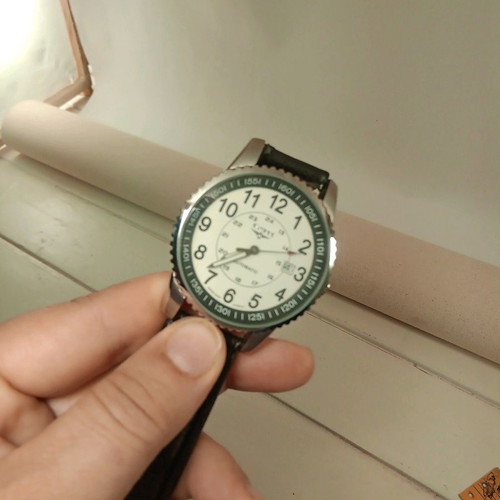 Elysee Automatic White Watch Dusseldorf Germany 3 ATM, unused, leather strap