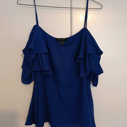 Primark sleeveless blouse with ruffles like new, blue, size XL