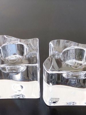 Orrefors Sweden Puzzle Candlestick Pair like new