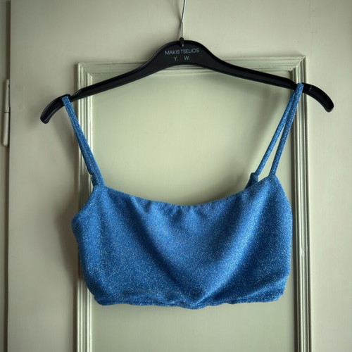 Marmalady set crop top and leggings blue turquoise lurex like new