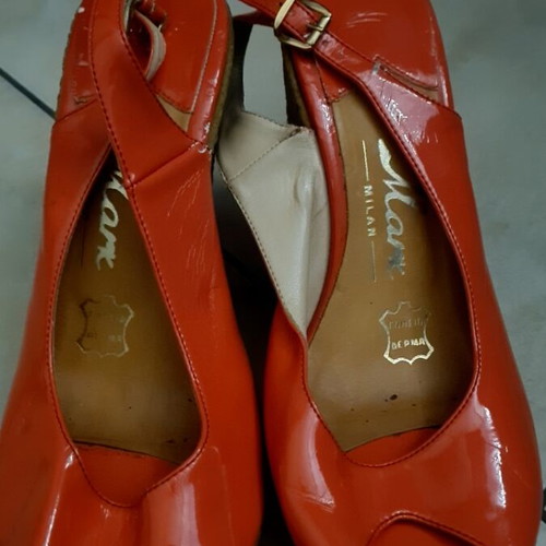 Mark Milan leather platform shoes used, coral, size 41
