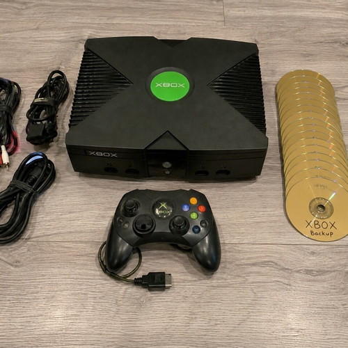 Original Xbox console with EvolutionX dashboard, used