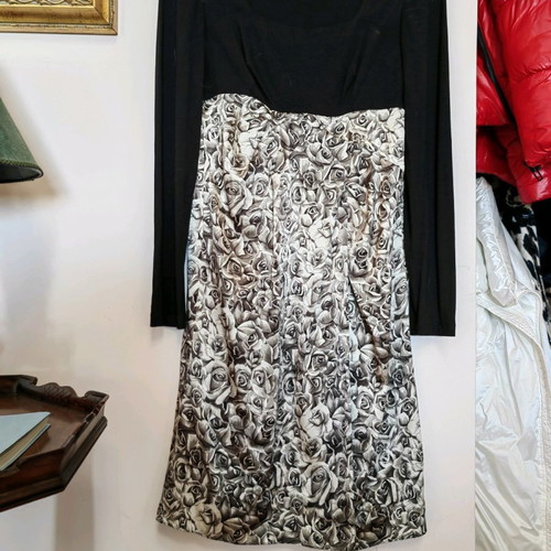 Burani collezioni dress used, black with black and white pattern, size small-medium