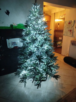 Christmas tree, 2 meters, snowy, foldable, with box