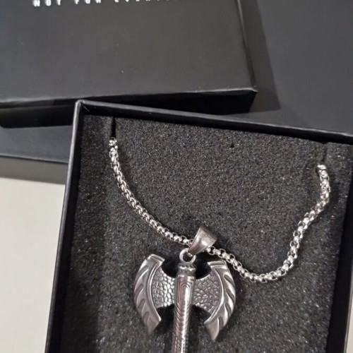Bruno Banani men's pendant new, silver stainless steel axe design