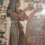 Authentic Papyrus Painting with Egyptian Theme in Wooden Frame Like New
