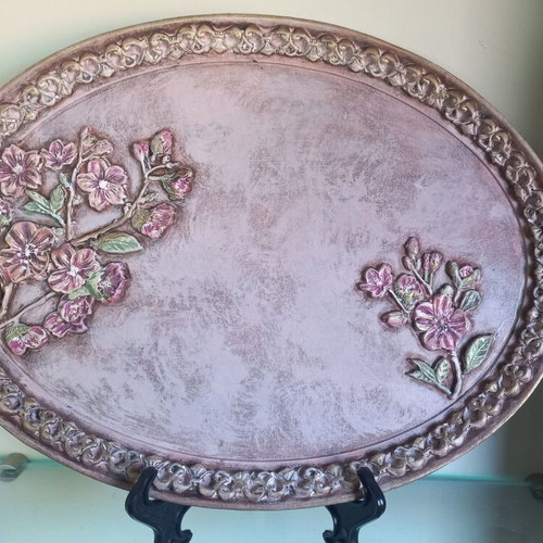 Decorative wooden tray handmade 44×31 cm new