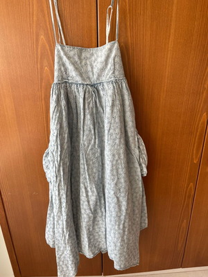Collusion Broderie Babydoll Dress With Utility Pocket In Washed Blue Like New