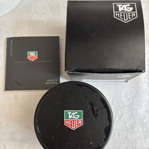 Tag Heuer leather watch case used with box and booklet