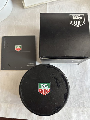 Tag Heuer leather watch case used with box and booklet