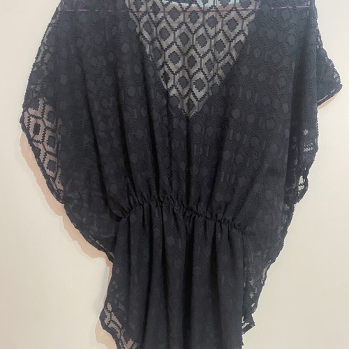 Black kaftan pareo beach cover up Anel size S like new