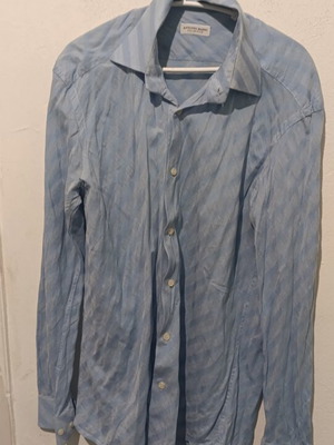 Antonio Basso men's shirt turquoise striped size L like new