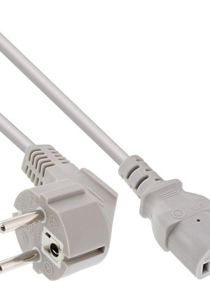 InLine power cable CEE 7/7 angled to IEC C13 5m gray new