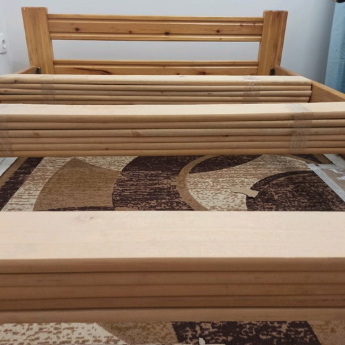Wooden semi-double bed used with mattress and drawer