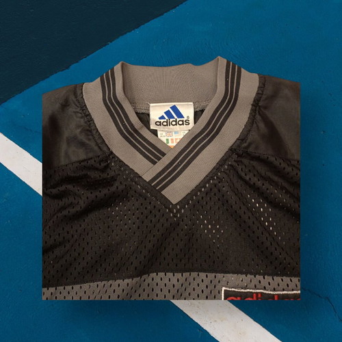 Adidas vintage mesh jersey used, size S, black-red