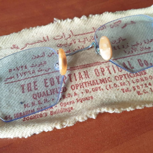 Prewar myopia and astigmatism glasses with case used
