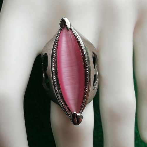 Monopetro ring stainless steel with pink semi-precious stone new