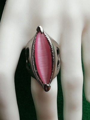 Monopetro ring stainless steel with pink semi-precious stone new