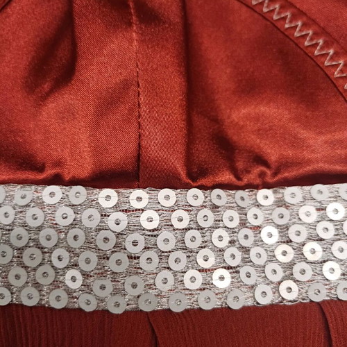JLo dress evening silk midi size medium to large like new red