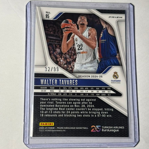 Panini Prizm Walter Tavares 2024-25 Purple Prizm card like new