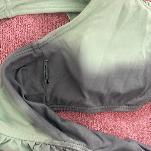 Maaji swimsuit reversible with ruffles, like new, turquoise and grey