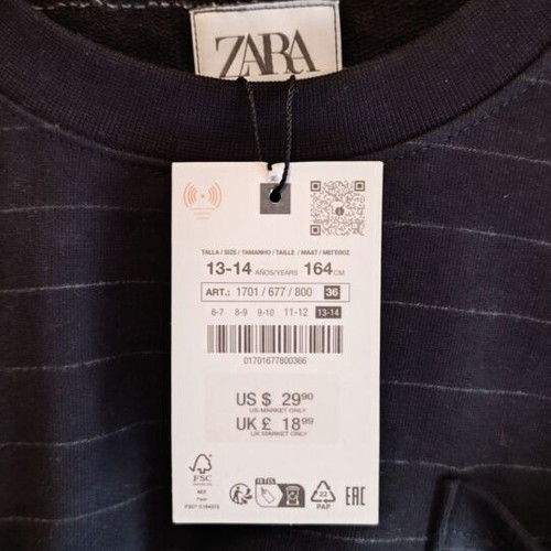 Zara shirt for 13-14 years new, black with white stripes