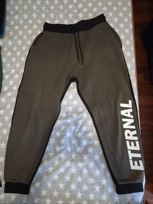 Bershka tracksuit used with reflective letters, size M, black and brown