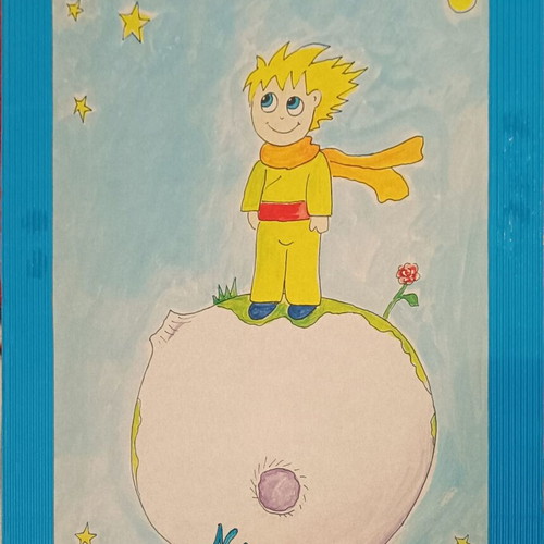 Handmade Little Prince room lamp painting for Nikos