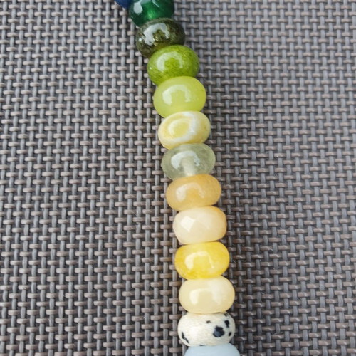 Rainbow Multicolour Semi-Precious Stone Beaded Necklace with Gold Tone Clasp