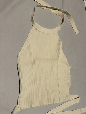 Zara beige backless top, small, sand color