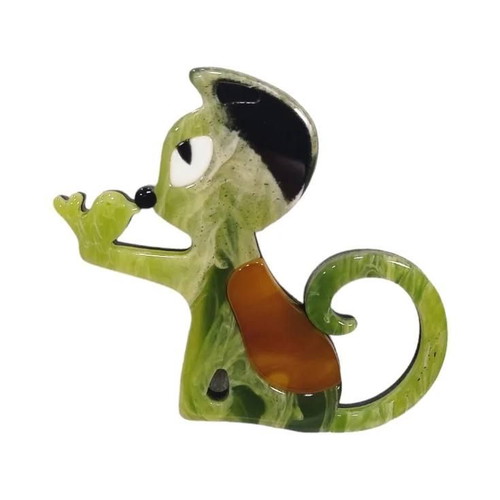 Women's cat brooch plexiglass new, green