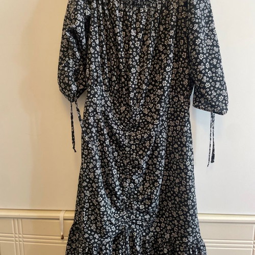 Floral dress with ruching and ties, one size