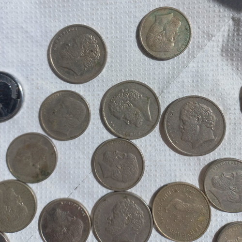 Collection of coins used, 45+ drachma pieces from 70s to 90s