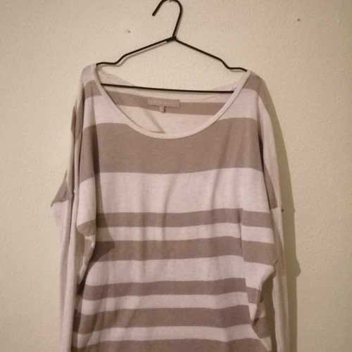 Striped blouse used, size S, beige and white
