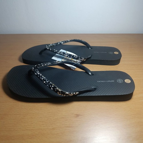 Infinity Cross flip flops with rhinestones, size 41/42