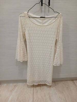 Be You Lace Dress M/L, sugar color, like new, 3/4 sleeves